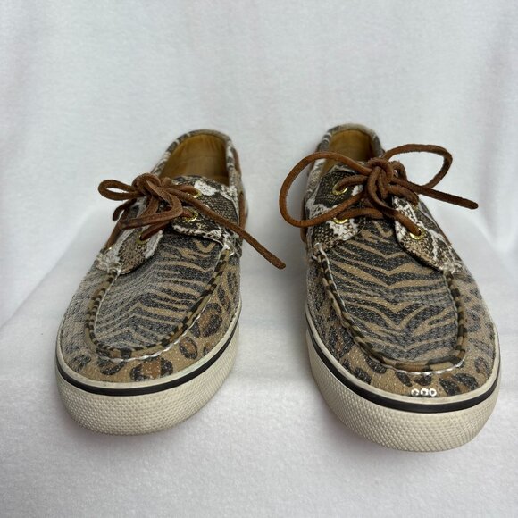 Sperry Top Sider Bahama Animal Print Sequined Boat Shoe Women’s Size 8.5 - Picture 1 of 9